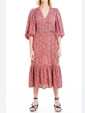 Max Studio Print Faux Wrap Dress